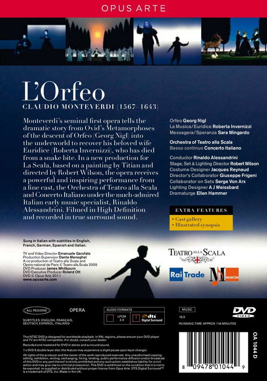 MONTEVERDI: L'Orfeo - Orchestra of Teatro alla Scala, Nikolaus Harnoncourt (DVD)