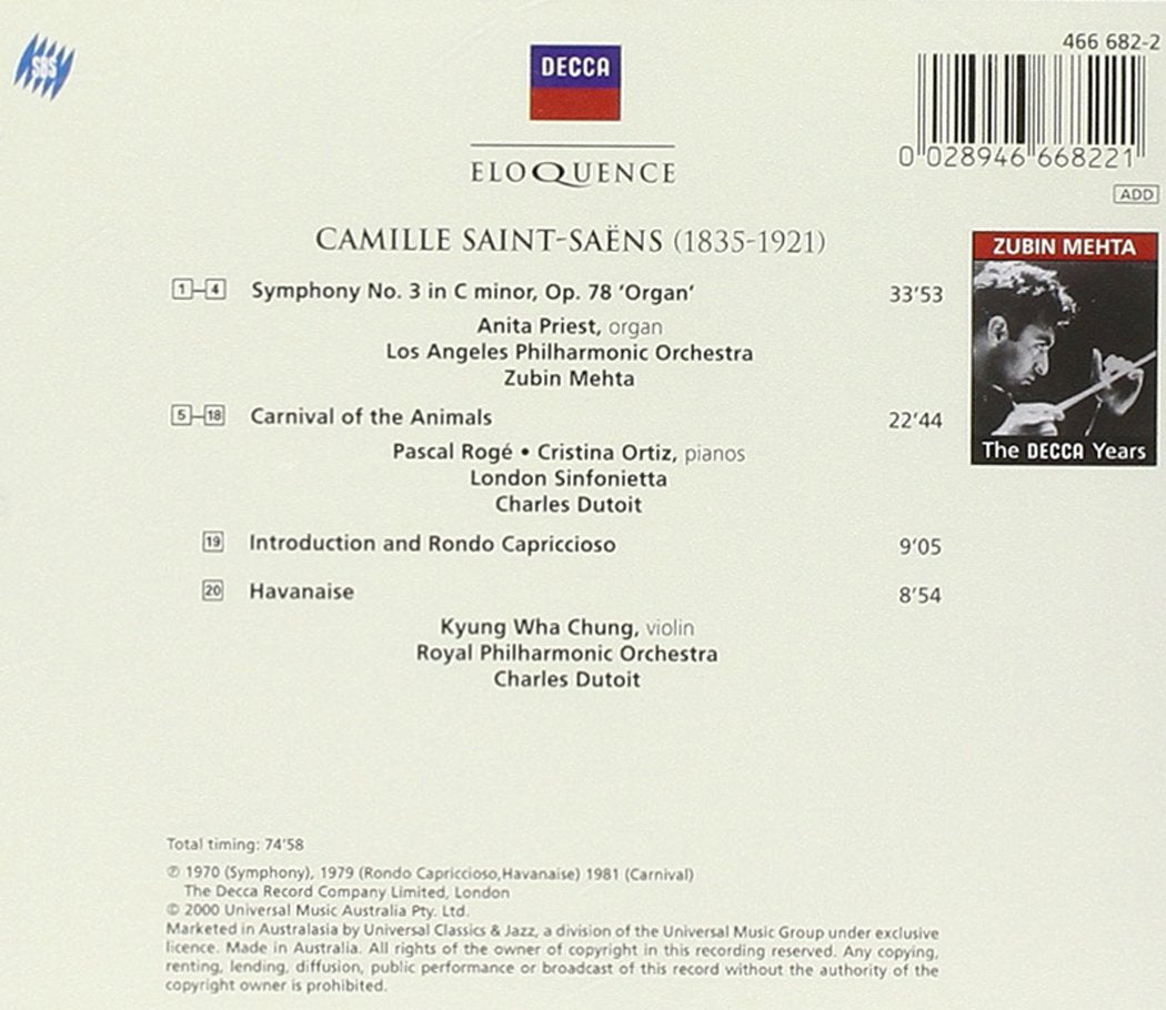 Camille Saint-Saens, Charles Dutoit, London Sinfonietta, Philharmonia  Orchestra, Cristina Ortiz, Pascal Rogé - Saint-Saens: Carnival of the  Animals / Danse Macabre -  Music