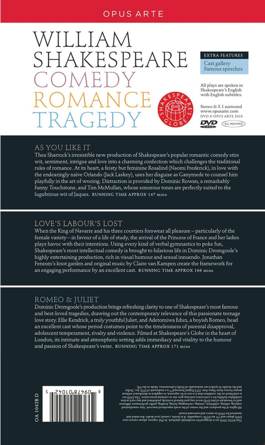 SHAKESPEARE: Comedy Romance Tragedy - Shakespeare's Globe (4 DVD Limited Edition Boxed Set)