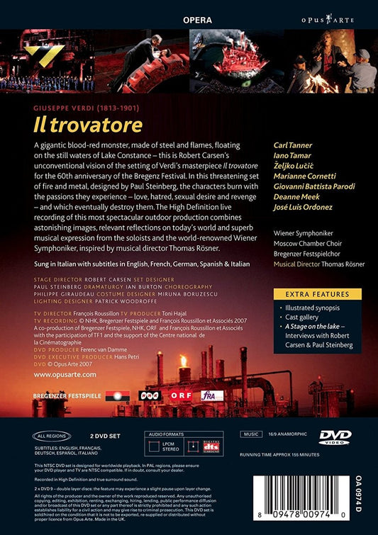 VERDI: Il Trovatore - Wiener Symphoniker Orchestra, Moscow Chamber Choir & Chorus of the Bregenz Festival, Thomas Rösner (2 DVD)