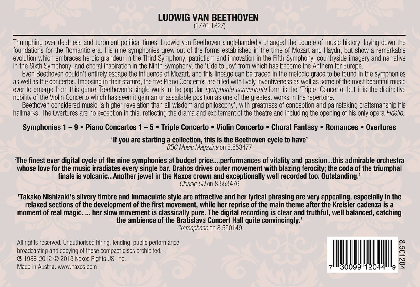 Beethoven: The Complete Symphonies, Concertos & Overtures (12 CDS)