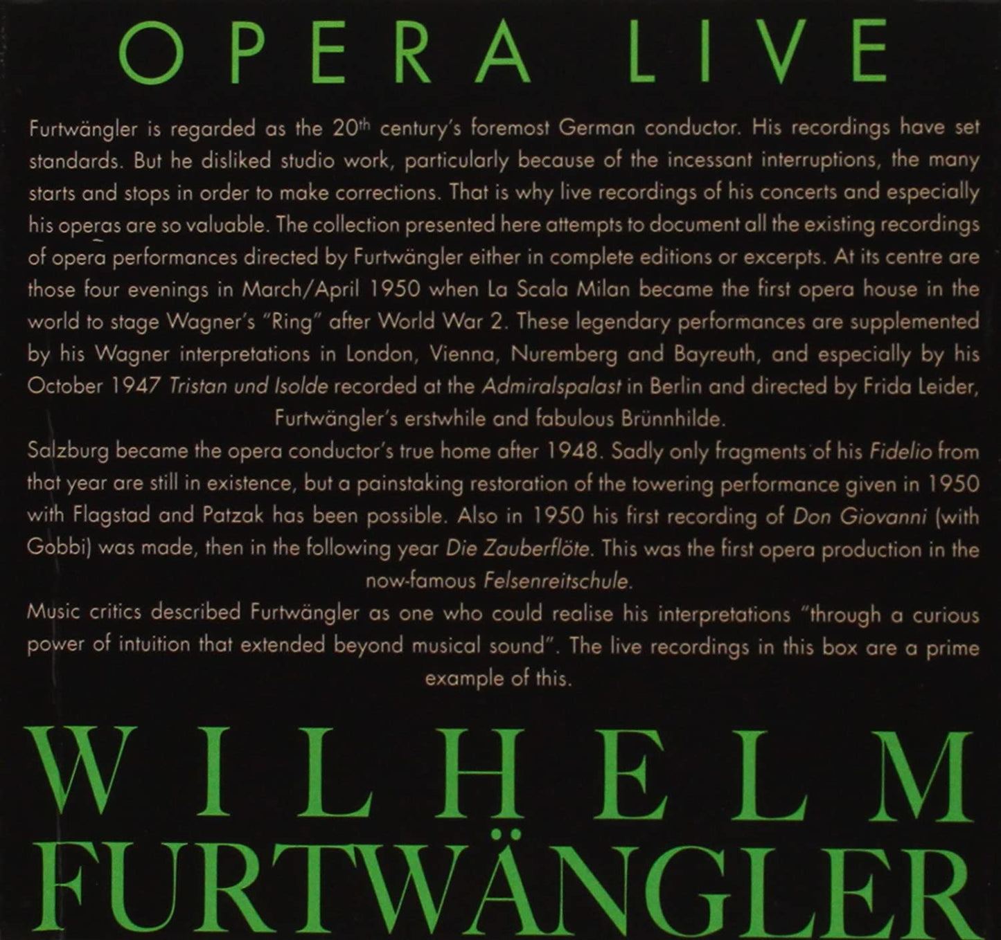 WILHELM FURTWANGLER CONDUCTS OPERA LIVE (41 CDS)