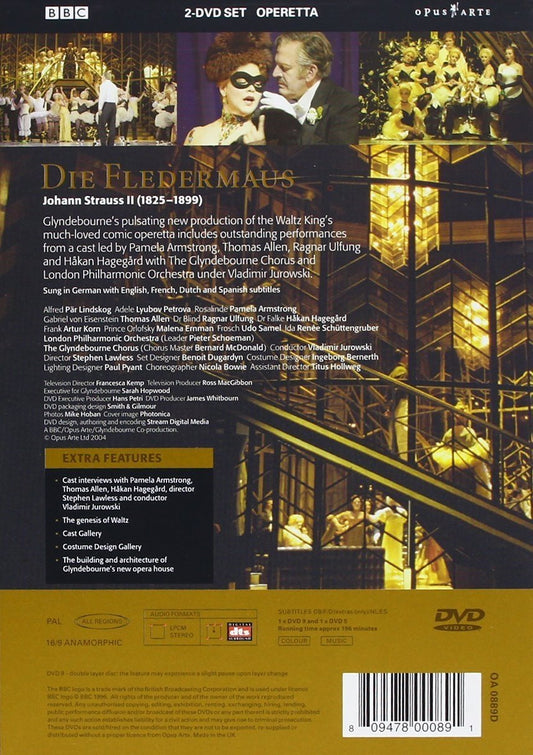 STRAUSS: Die Fledermaus - Thomas Allen, Pamela Armstrong, Hakan Hagegard, Vladimir Jurowski, Glyndebourne (2 DVDs)