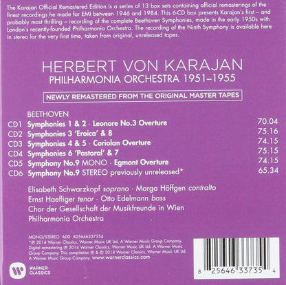 Beethoven: 9 Symphonies, Overtures - Karajan, Philharmonia Orchestra (Karajan Official Remastered Edition 6 CDs)