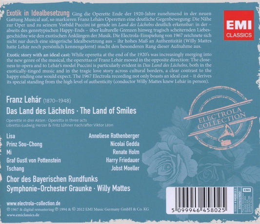 LEHAR: DAS LAND DES LACHELNS - NICOLAI GEDDA, BAYERISCHEN RUNDFUNKS (2 CDS)