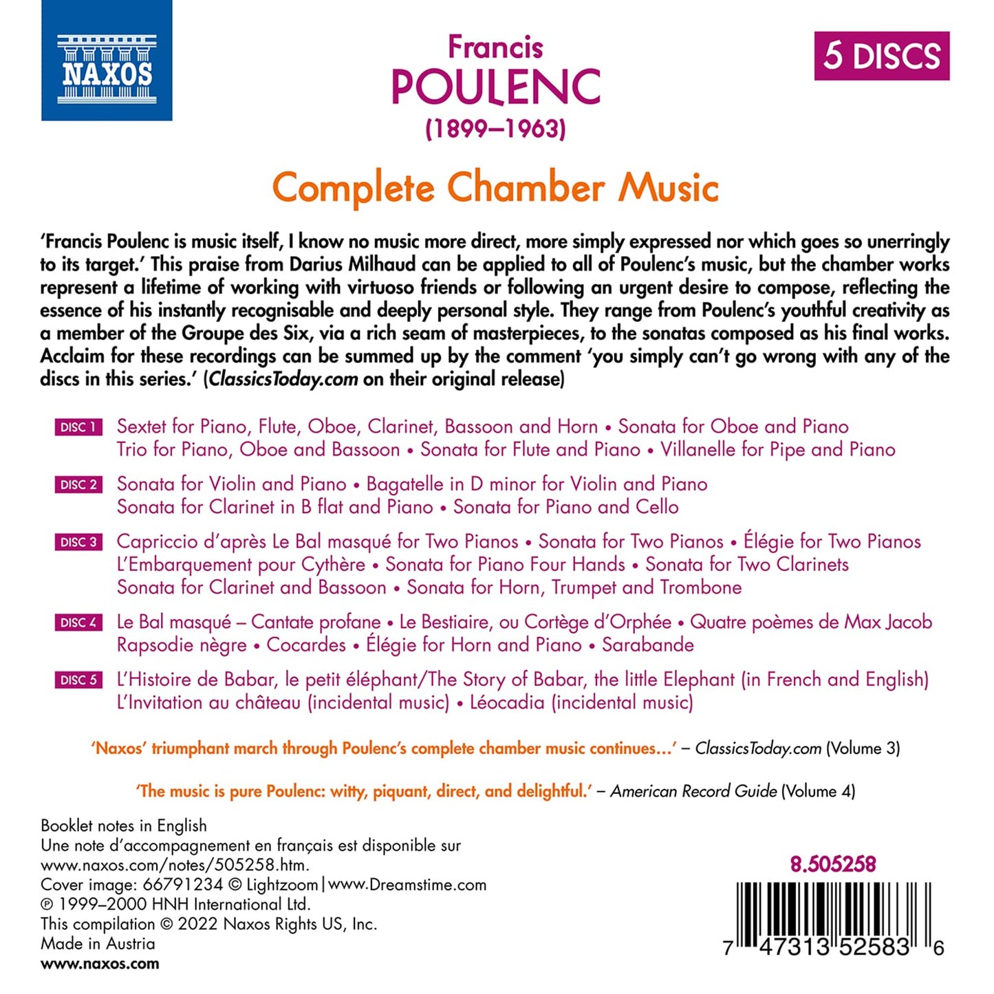 POULENC: COMPLETE CHAMBER MUSIC (5 CDs)