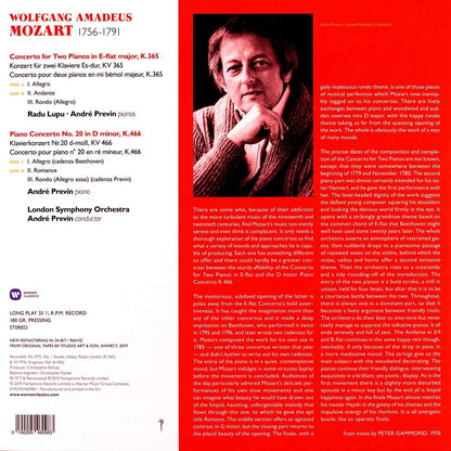 MOZART: PIANO CONCERTOS NOS. 10 & 20 - ANDRE PREVIN, RADU LUPU, LONDON SYMPHONY (LP)