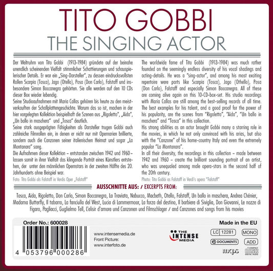 TITO GOBBI: THE SINGING ACTOR (10 CDS)