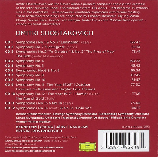 Shostakovich: Complete Symphonies - Bernstein, Chung, Jarvi, Previn, Chung, Rostropovich (12 CDs)