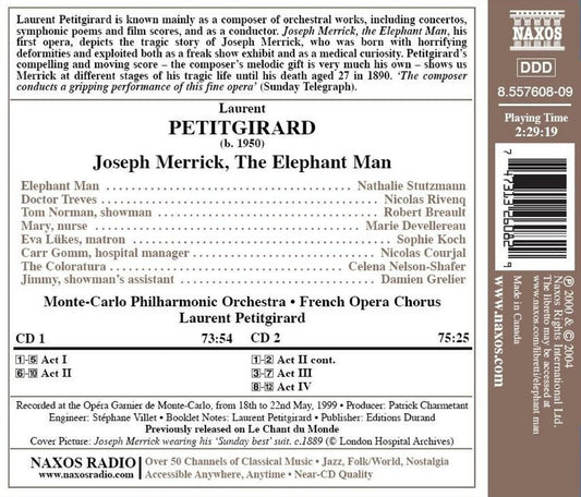 PETITGIRARD: THE ELEPHANT MAN - MONTE-CARLO PHILHARMONIC, FRENCH OPERA CHORUS, PETITGIRARD (2 CDS)
