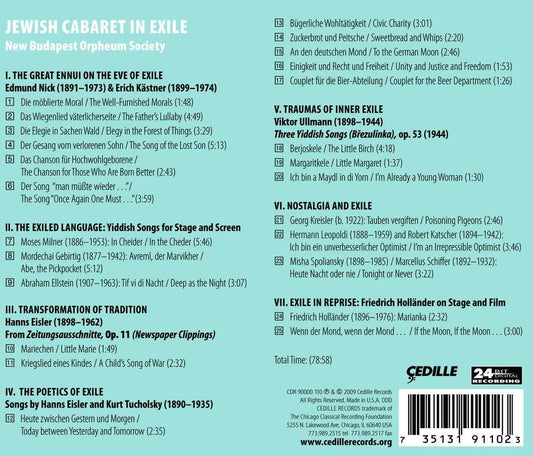 JEWISH CABARET IN EXILE: NEW BUDAPEST ORPHEUM SOCIETY
