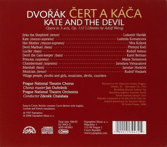 DVORAK: Kate and the Devil - Komancova, Koci, Havlak, Prague National Theatre (2 CDs)