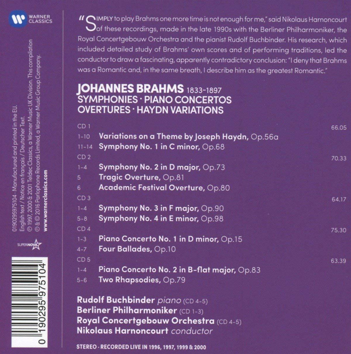 Brahms: Symphonies, Overtures, Haydn, Variations, Piano Concertos - HA ...