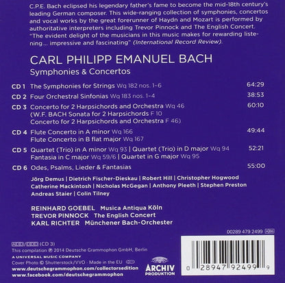 Bach, C.P.E.: Symphonies & Concertos - Goebel, Pinnock, Richter (6 CDs)