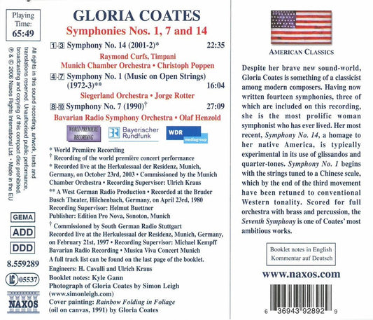 COATES: SYMPHONIES NOS 1, 7 & 14 - BAVARIAN RSO; MUNICH CO; SIEGERLAND ORCHESTRA HENZOLD POPPEN ROTTER