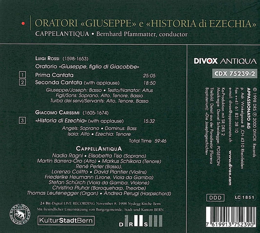 Rossi & Carissimi: Oratorios - Capell Antiqua; Pfammatter