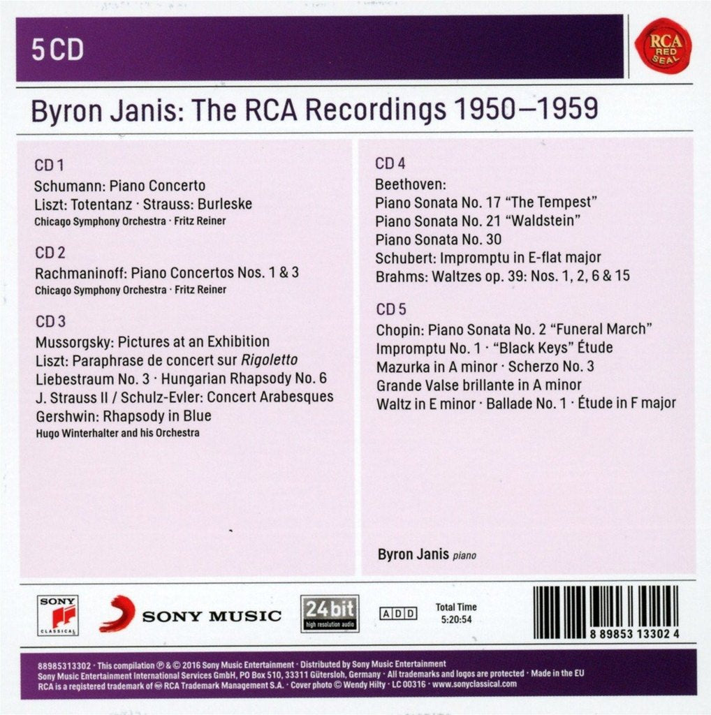 BYRON JANIS: THE RCA RECORDINGS 1950-1959 (5 CDS) – ClassicSelect