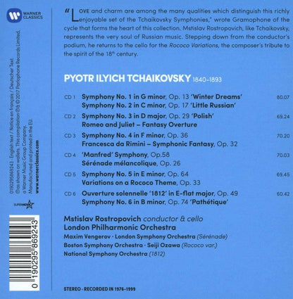 Tchaikovsky: Symphonies 1-6, Manfred Symphony, Overtures, Rococo Variations - Rostropovich, Vengerov, Ozawa (6 CDs)