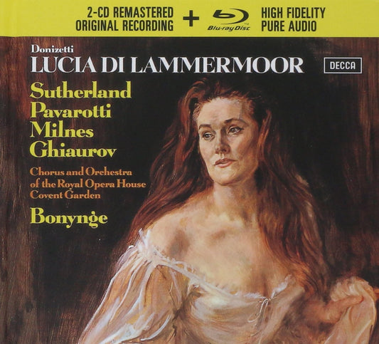 DONIZETTI: LUCIA DI LAMMERMOOR - PAVAROTTI, SUTHERLAND, MILNES, BONYNGE (2 CDS + BLU-RAY AUDIO)