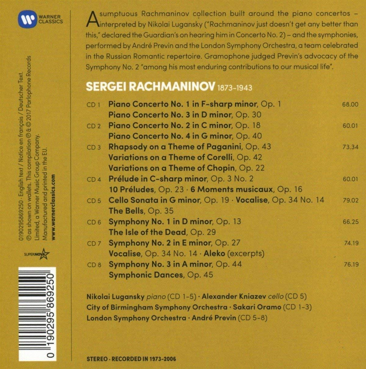 Rachmaninov: The Four Piano Concertos, Piano Works, Three Symphonies and Orchestral Works (8 CDS)