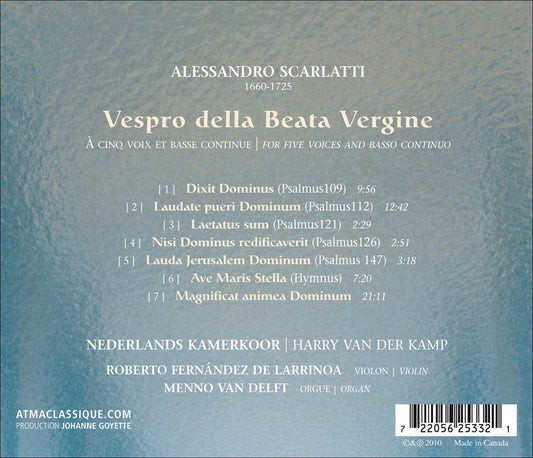 SCARLATTI: Vespro Della Beata Vergine - de Larrinoa; van Delft; Nederlands Kammerchor