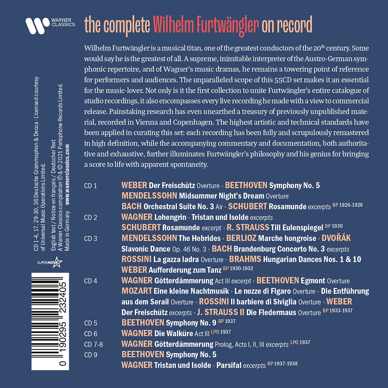 WILHELM FÜRTWANGLER: The Complete Wilhelm Furtwängler on Record (55 CDS)