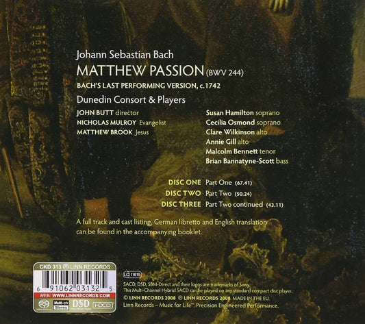 BACH: Matthäus Passion (Final performing version c.1742): Dunedin Consort & Players (3 HYBRID SACDs)