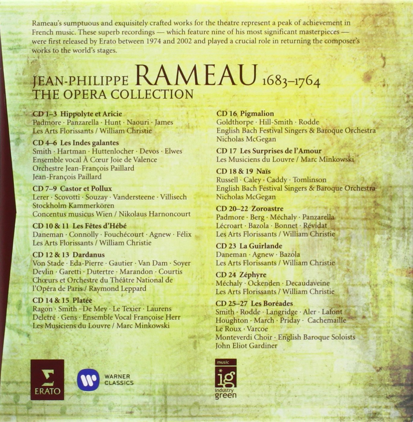 クラシック RAMEAU THE OPERA COLLECTION Rameau: The Opera Collection (27 CDs) – ClassicSelect World