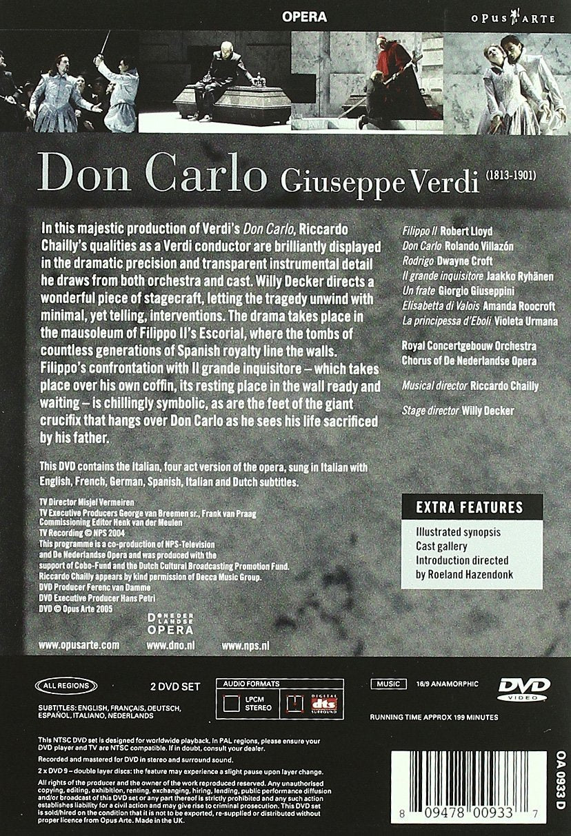 VERDI: Don Carlo - Villazon, Croft, Lloyd, Concertgebouw Orchestra, Riccardo Chailly (2 DVDs)