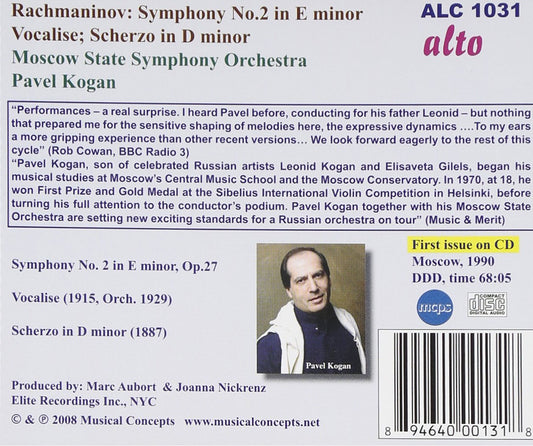 RACHMANINOV: SYMPHONY 2; VOCALISE; SCHERZO IN D MINOR - KOGAN, MOSCOW STATE SYMPHONY ORCHESTRA