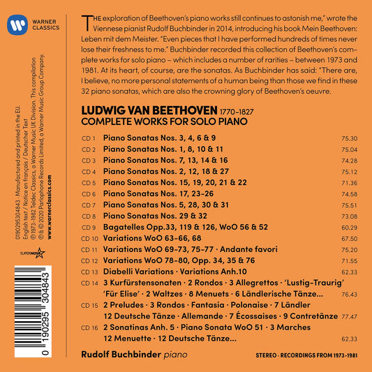 BEETHOVEN: COMPLETE WORKS FOR SOLO PIANO - RUDOLF BUCHBINDER (16 CDS)