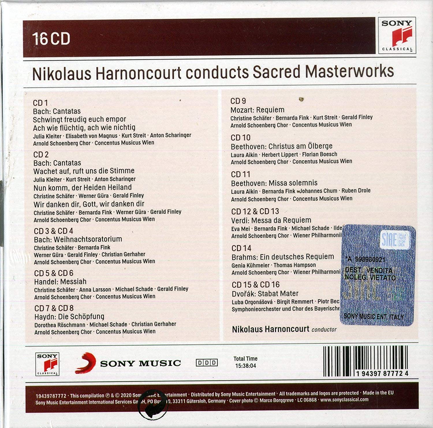 HARNONCOURT CONDUCTS SACRED MASTERPIECES (16 CDS) – ClassicSelect
