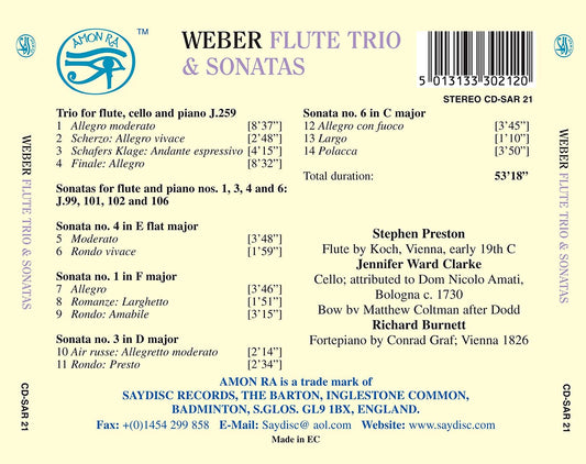 Weber: Flute Trio and Sonatas - Stephen Preston, Jennifer Ward Clarke, Richard Burnett
