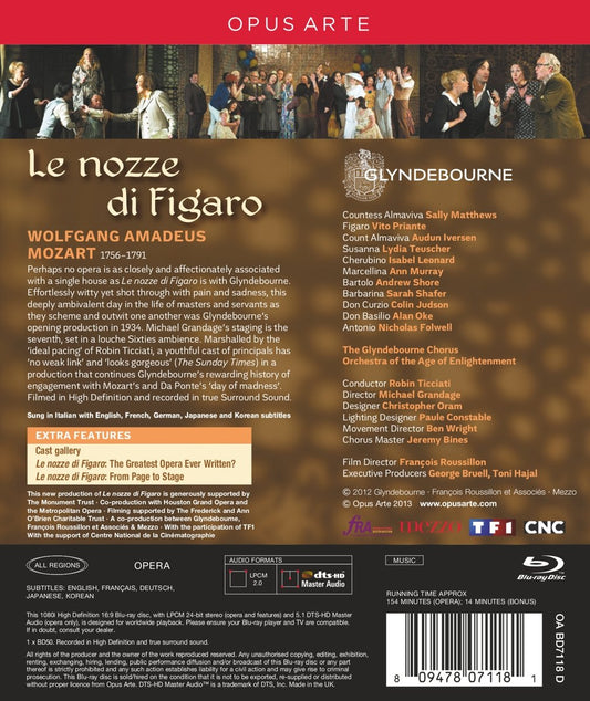 MOZART: Le nozze di Figaro - Glydnebourne Festival, Orchestra of the Age of Enlightenment (Blu-Ray DVD)