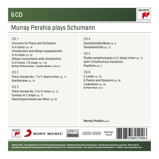 MURRAY PERAHIA PLAYS SCHUMANN (6 CDS)