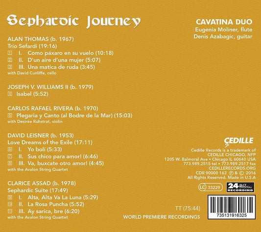 SEPHARDIC JOURNEY: CAVATINA DUO; CUNLIFFE; RUHSTRAT; AVALON STRING QUARTET