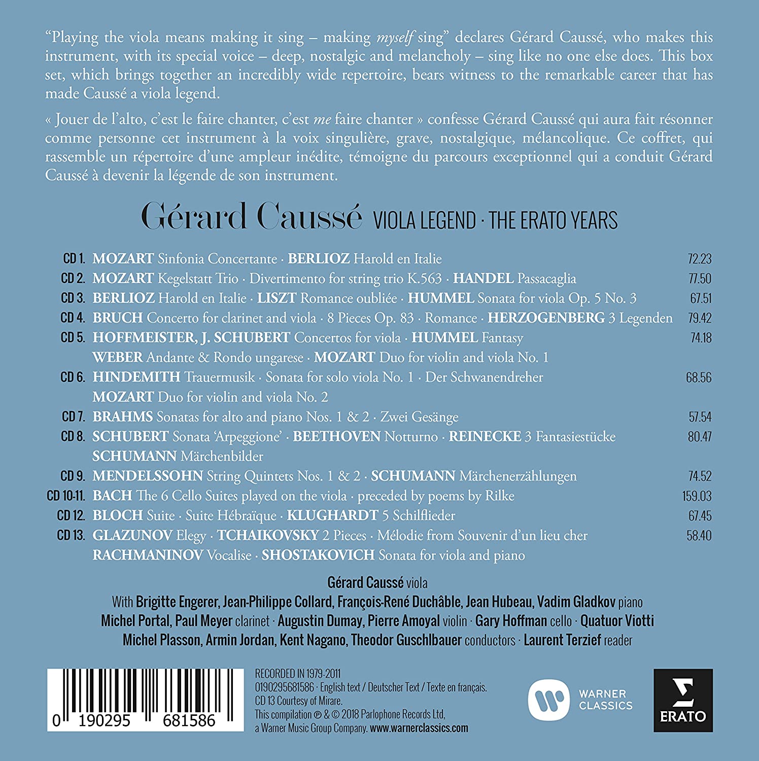 Gérard Caussé Viola Legend 13CD Gerard Causse: Viola Legend - The Erato Years (13 CDs