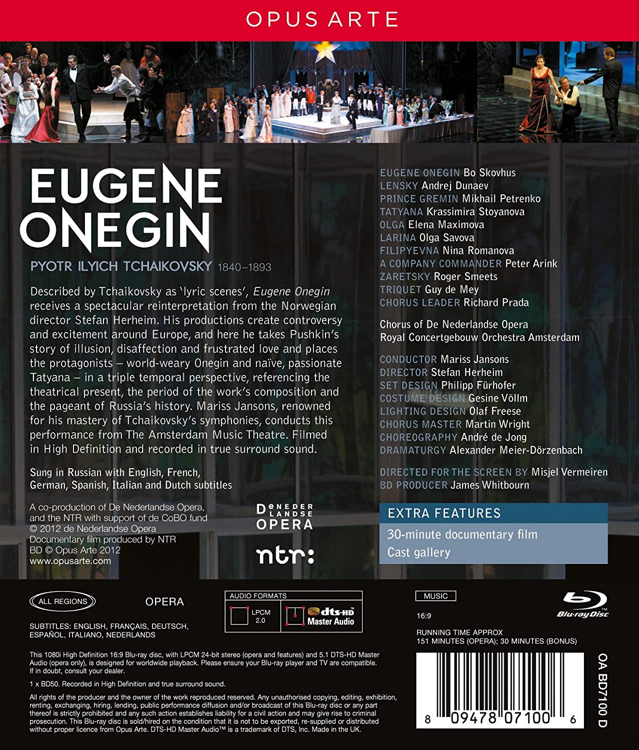 TCHAIKOVSKY: Eugene Onegin - Netherlands Opera, Skovus, Janssons (BluRay)