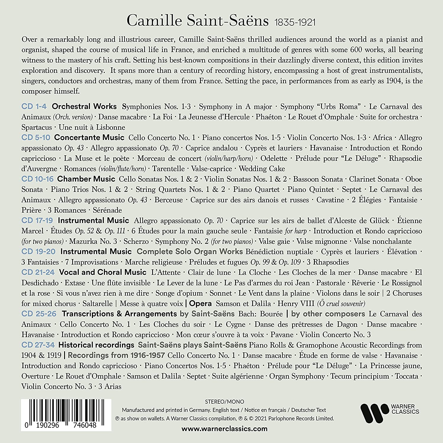 SAINT-SAENS EDITION (34 CDS)