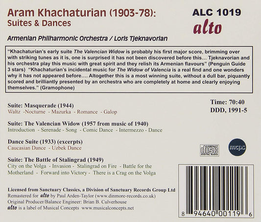 KHATCHATURIAN: SUITES & DANCES; VALENCIAN WIDOW: MASQUERADE - ARMENIAN PHILHARMONIC, TJEKNAVORIAN