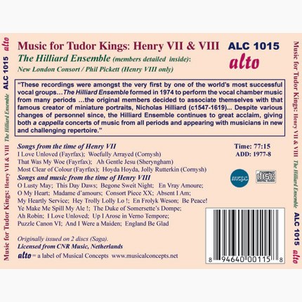 MUSIC FOR TUDOR KINGS - HILLIARD ENSEMBLE, NEW LONDON CONSORT