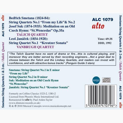 SMETANA: STRING QUARTETS 1 & 2 - TALICH QUARTET