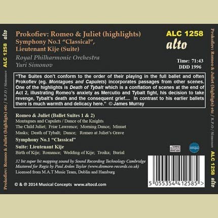 PROKOFIEV: ROMEO & JULIET SUITES 1 & 2; SYMPHONY NO. 1, LTE. KIJE - SIMONOV, ROYAL PHILHARMONIC