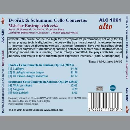DVORAK & SCHUMANN: CELLO CONCERTOS - ROSTROPOVICH