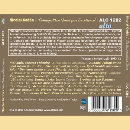 NICOLAI GEDDA: THE COSMOPOLITAN TENOR (BIZET, MOZART, LEHAR, STRAUSS)