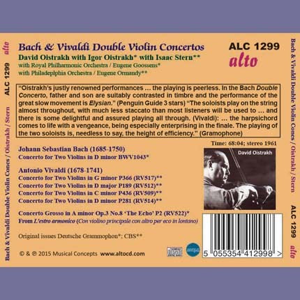 BACH & VIVALDI: DOUBLE VIOLIN CONCERTI - DAVID & IGOR OISTRAKH,  ISAAC STERN