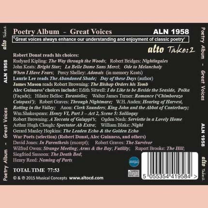 POETRY ALBUM: ROBERT DONAT; ALEC GUINNESS; JAMES MASON; LAURIE LEE & MORE