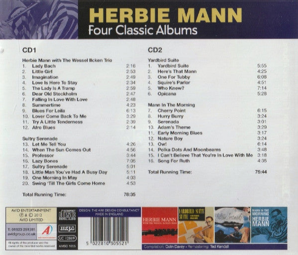 HERBIE MANN: FOUR CLASSIC ALBUMS (HERBIE MANN WITH THE WESSEL ILCKEN TRIO / SULTRY SERENADE / YARDBIRD SUITE / MANN IN THE MORNING) (2 CD)