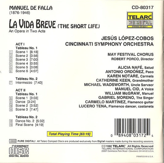 Falla: La Vida Breve - Cincinnati Symphony Orchestra, Jesus Lopez-Cobos