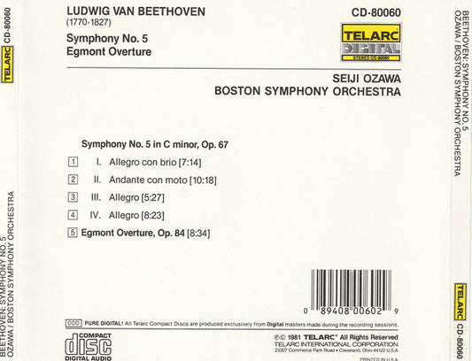 BEETHOVEN: SYMPHONY NO. 5 IN C Minor - Ozawa, Boston Symphony Orchestra
